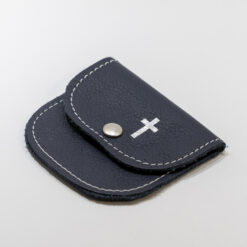 ETUI A CHAPELET CUIR BLEU 7,5X6,5CM PT