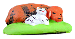 CHIEN ET CHAT DORMANT ENSEMBLE 4CM DIDIER