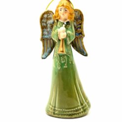 ANGE CERAMIQUE CLOCHETTE VERT 13,5CM