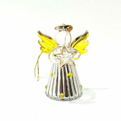 ANGE VERRE  PETITS POINTS JAUNE 5CM C