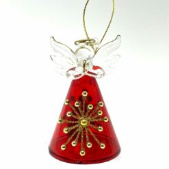 ANGE VERRE ROUGE OR 8CM C