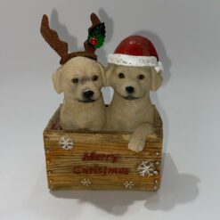 BOITE CHIOTS BEIGES MERRY CHRISTMAS PO