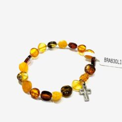 BRACELET AMBRE CROIX PIERRE RONDE BW