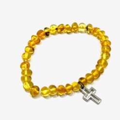 BRACELET AMBRE PERLE RONDE/CROIX BW