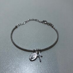 BRACELET ARGENT RHODIE CROIX MIRACULEUSE TH