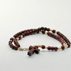 BRACELET CHAPELET  BOIS CORDE PT