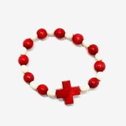 BRACELET DIZAINIER BOIS CROIX ROUGE RDC