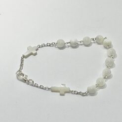 BRACELET DIZAINIER BOULE+CROIX EN NACRE PT