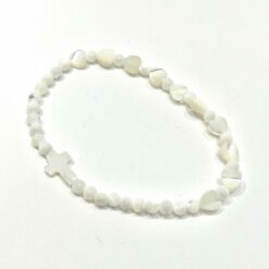 BRACELET ÉLASTIQUE NACRE PERLE CŒUR PT