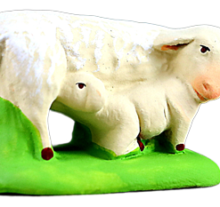 BREBIS ALLAITANT SON AGNEAU 10CM DIDIER
