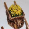 BROUETTE FLEURIE JAUNE 3X7CM