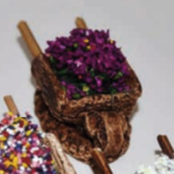 BROUETTE FLEURIE LILAS 3X7CM