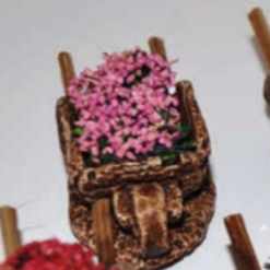 BROUETTE FLEURIE ROSE 3X7CM