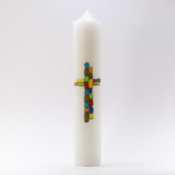 Bougie croix mosaique
