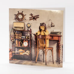 CARTE 15X15CM OURS AVIATEUR