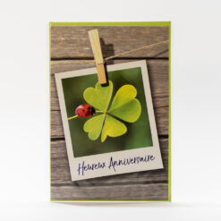 CARTE ANNIVERSAIRE TREFLE COCCINELLE