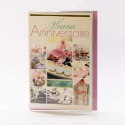 CARTE HEUREUX ANNIVERSAIRE ROSE EN TOUTE SERENITE