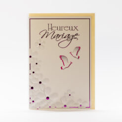 CARTE HEUREUX MARIAGE PAPILLONS FLEURS
