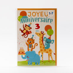 CARTE JOYEUX ANNIVERSAIRE GIRAFE TIRETTE 1-7 ANS