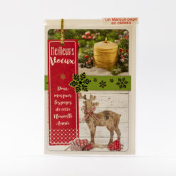 CARTE MEILLEURS VOEUX MARQUE PAGE ROUGE