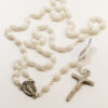 CHAPELET BV PERLE OLIVE BLANC CROIX METAL ARGENT
