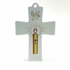 CROIX BOIS BLANC BOUGIE COLOMBE 10X7CM S