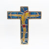 CROIX BRONZE 13CM FOND TURQUOISE CHRIST.ROUGE PT