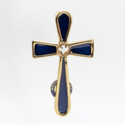 CROIX BRONZE EMAIL BLEU COLOMBE 10,5CM PT