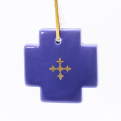 CROIX CARREE CERAMIQUE BLEU CROIX OR FIN 7X7CM AB ADR