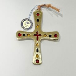 CROIX EN BRONZE ROUGE JAUNE BLEU 10CM PT