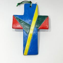 CROIX MODERNE BLEU JAUNE VERT ROUGE C