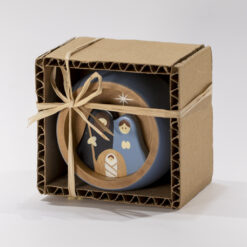 NATIVITE BOULE 3D BLEU CIEL ET BOIS D6,5CM RDC