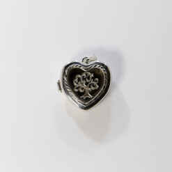 PENDENTIF CASSOLETTE COEUR ARGENT RHODIE 20MM 2 PHOTOS