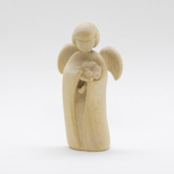 STATUE BOIS ANGE FLEUR 7,5CM PT