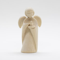 STATUE BOIS NATUREL ANGE BOUGIE 8CM PT