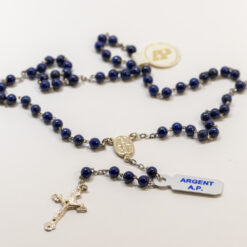 CHAPELET ARGENT LAPIS PT