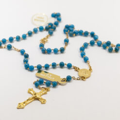 CHAPELET PLAQUE OR APATITE AVEC FERMOIR