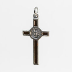 CROIX ARGENTE ST BENOIT MARRON PT