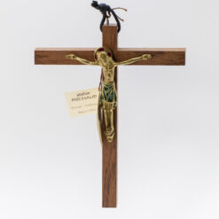 CROIX BOIS BRONZE ORFEVRERIE EMAILLE  15X12CM TAILLEUR