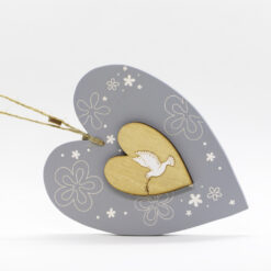 COEUR BOIS GRIS COLOMBE FABRICATION ARTISANALE FRANCAISE CONFIRMATION 11,5CM