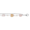 BRACELET ACIER PIERRES NATURELLES QUARTZ ROSE, AVENTURINE, AMAZONITE, ET PERLES BLANCHES SYNTH 19CM REGLABLE 17 ET 16 124004