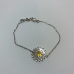 BRACELET ARGENT RHODIE CABOCHON AMBRE VERITABLE 16+2CM 026617