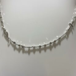 COLLIER ARGENT RHODIE BOULES CROIX ET MEDAILLE VIERGE 43,5CM 030751