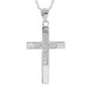 COLLIER ARGENT RHODIE PENDENTIF CROIX OXYDES BLANCS 40+2+2CM 030456