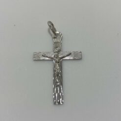 CROIX ARGENT RHODIE DIAMANTE CHRIST 34MM 072148