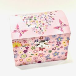 BOITE A BIJOUX  A MUSIQUE FLEURS PAPILLONS 11X13,5CM 22154
