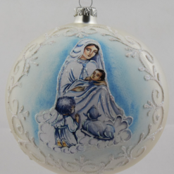 BOULE DE NOEL VIERGE A L'ENFANT EN VERRE 15CM