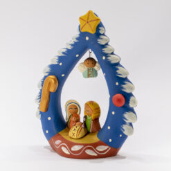 CRECHE PERUVIENNE SAPIN BLEU 14,5X11CM EL477B