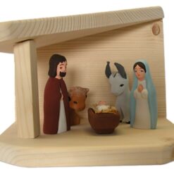 ETABLE BOIS SAPIN CLAIR ( vendue seule sans les santons) 20X20X16,5CM