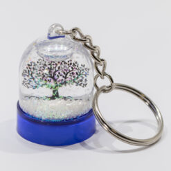 PORTE CLES BOULE A NEIGE ARBRE DE VIE BLEU
